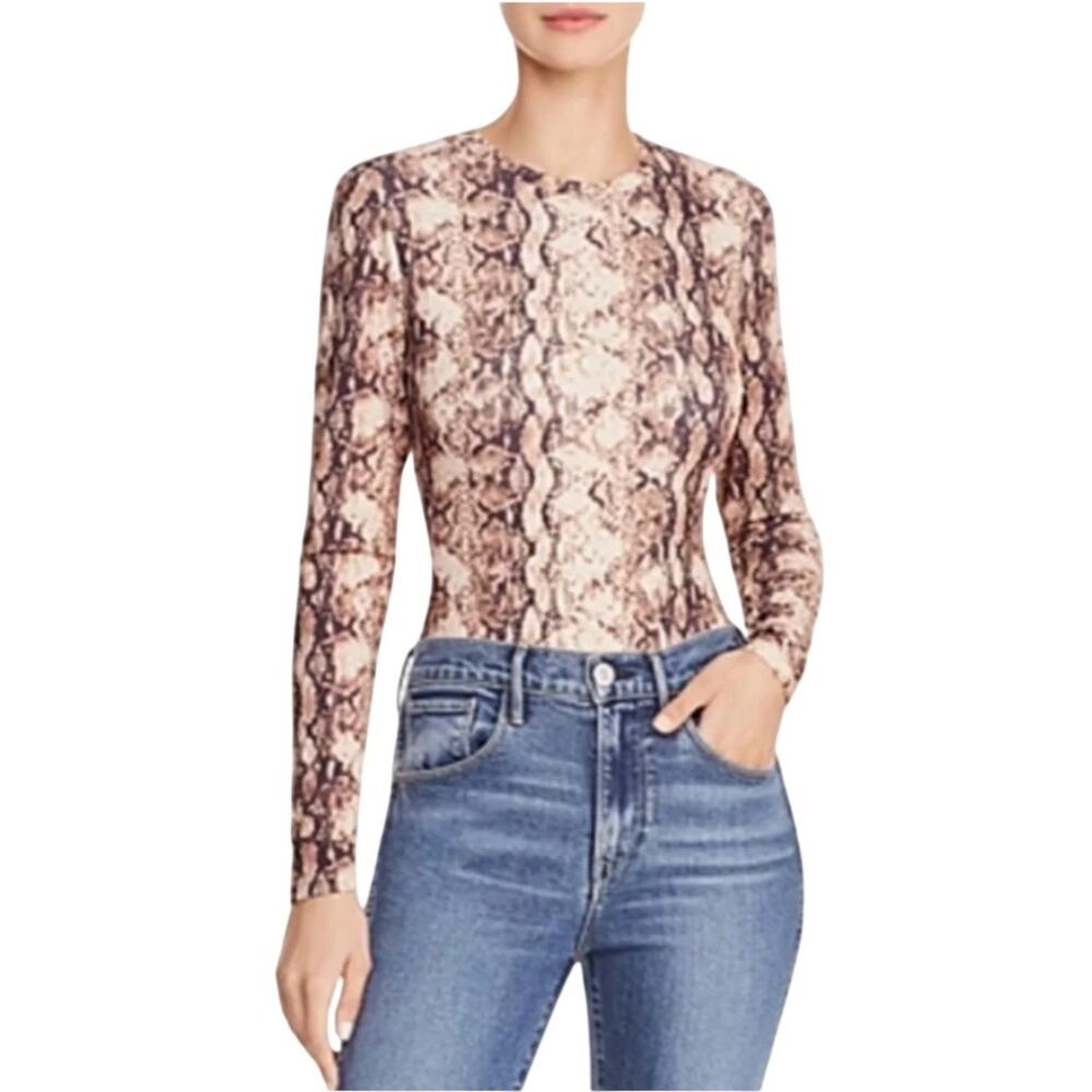 Ronny Kobo Sabra Bodysuit Snakeskin Date Night Evening Party Animal Print Fall S